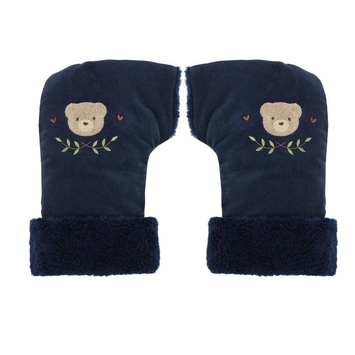 쿵스쿵스 킥보드장갑 유아 어린이 핸드워머 자전거 핸들커버 3중보온 트라이크 장갑, 네이비 나의테디베어, 1개