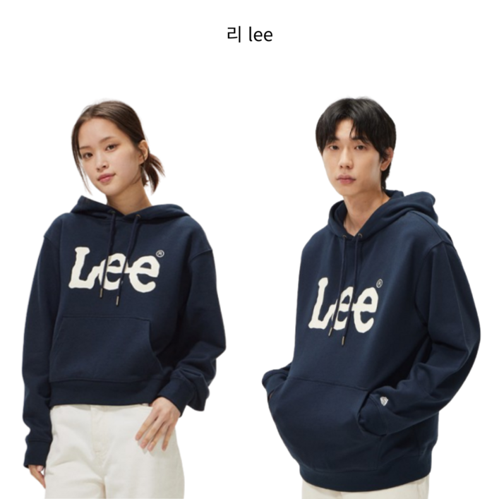(국내정품) 리 LEE 빅 트위치 로고 후드티 네이비 로고흰색