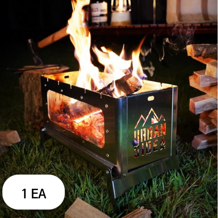 어반사이드 파이어스퀘어 비변형 강철 바베큐그릴 불멍 미니 4각 캠핑화로대  가방 세트