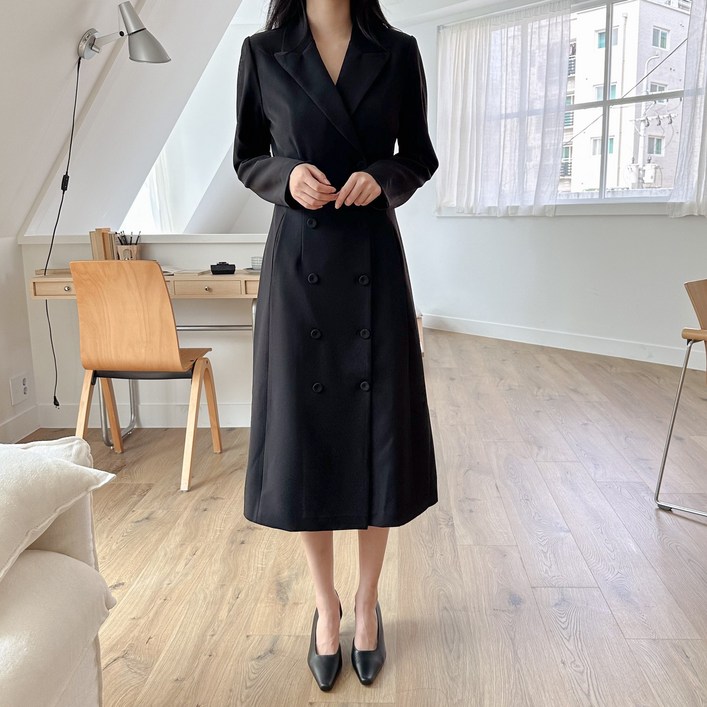서연 여성 더블 버튼 자켓 빅사이즈 결혼식 하객룩 상견례 옷차림 돌잔치 엄마 정장 원피스