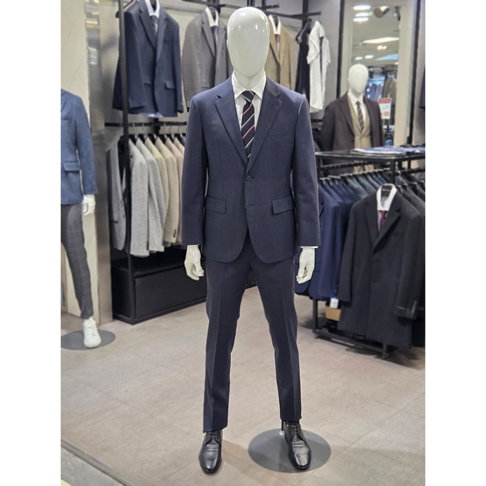 26 봄 입고 젠 맨잇수트 사계절 멜란지 패턴 기본 네이비 정장 세트 면접 예복 332