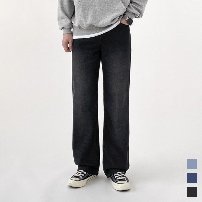 모노마인 남자 와이드 청바지 밴딩 데님 팬츠 S-2XL