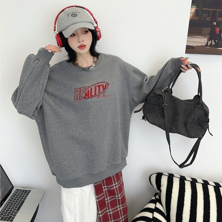 편안한42 패션 심플 맨투맨 오버핏 남녀공용 긴팔 티셔츠