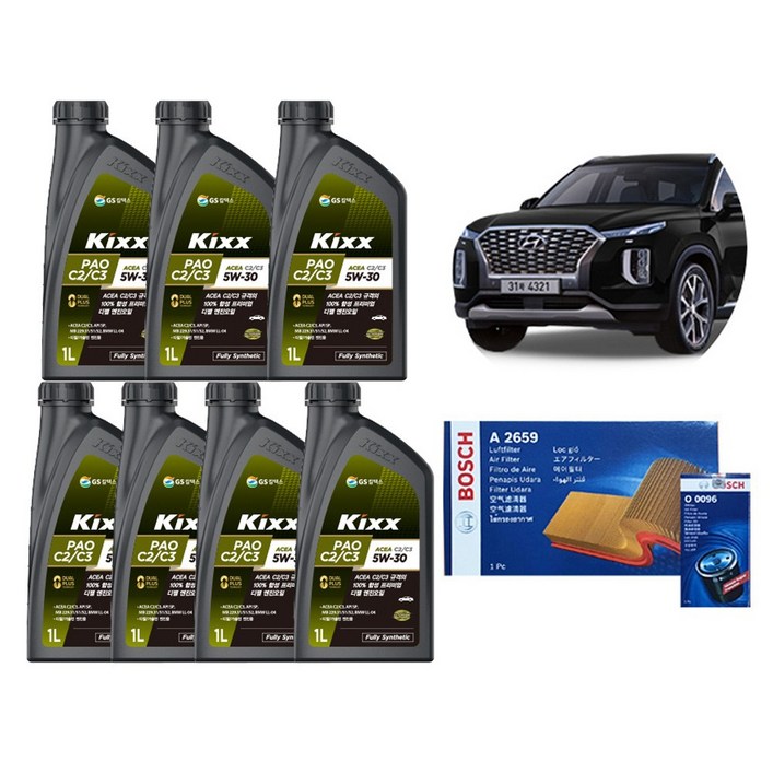 [킥스파오 KIXX PAO C2C3 5W30] 팰리세이드 디젤 합성엔진오일 필터 패키지 세트