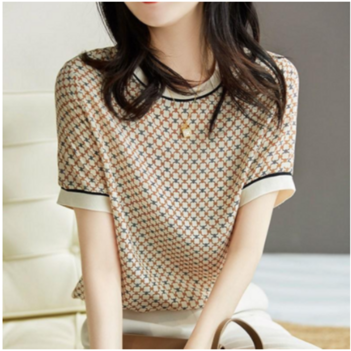 [바니드] 비비아T 여성 라운드 여름반팔 티셔츠 - 6109