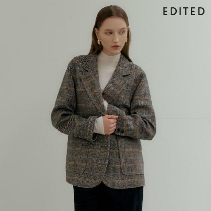 25FW 최신상 에디티드  헤링본 체크 울 자켓