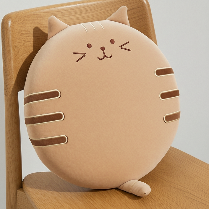 논슬립 메모리폼 고양이캐릭터 원형방석 벤치 유아방석, 삼색냥