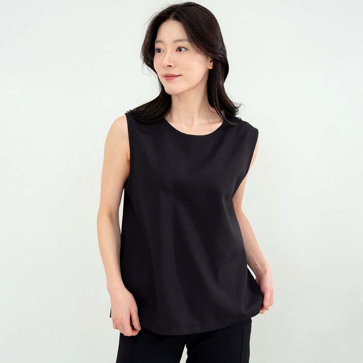 물론 국내생산 여성 풍기포 인견 와플 나시 블라우스