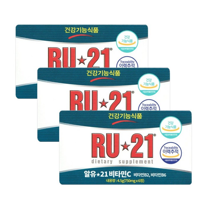 r6 알유21 (RU-21) 6정 3갑 비타민C보충용 건강기능식품
