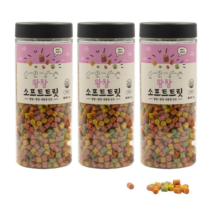 펫라벨 3kg왕창 소프트트릿 강아지 간식, 강아지 대용량 간식, 강아지 트릿 1,000g x 3ea, 3개, 1kg 펫라벨 3kg왕창 소프트트릿 강아지 간식, 강아지 대용량 간식, 강아지 트릿 1,000g x 3ea, 3개, 1kg