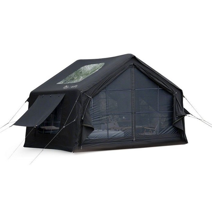 OBLY 대형 가족 그늘막 감성캠핑용품 차박 돔 에어텐트, 8.0 플랫 면 블랙 텐트