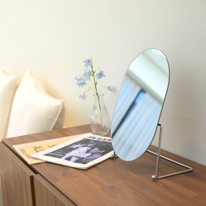 미드센츄리 모던 노프레임 탁상거울 화장대거울 각도조절