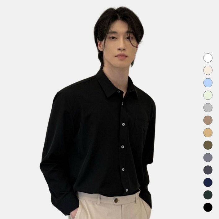 이루지오 남자 오버핏 셔츠 빅 사이즈 링클프리 와이셔츠 남방