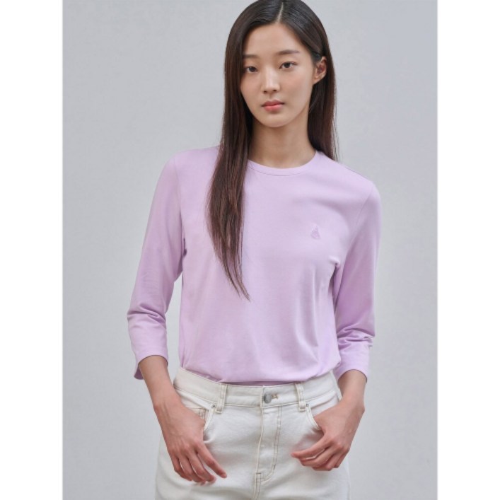 [빈폴레이디스] 라운드넥 7부 기본 티셔츠 라벤더 (BF4741E01T)