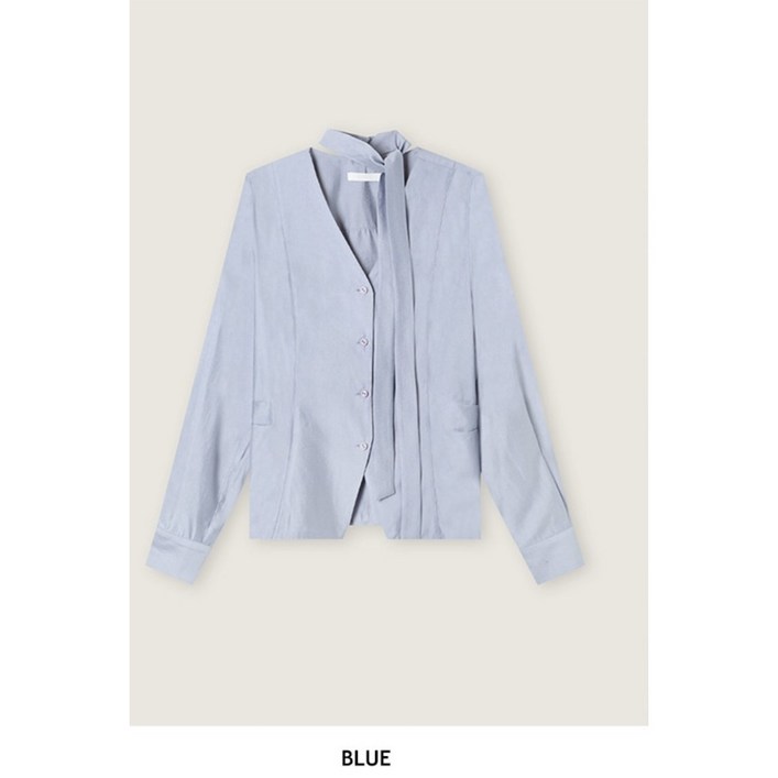 로엠 여성용 브이넥 타이 블라우스