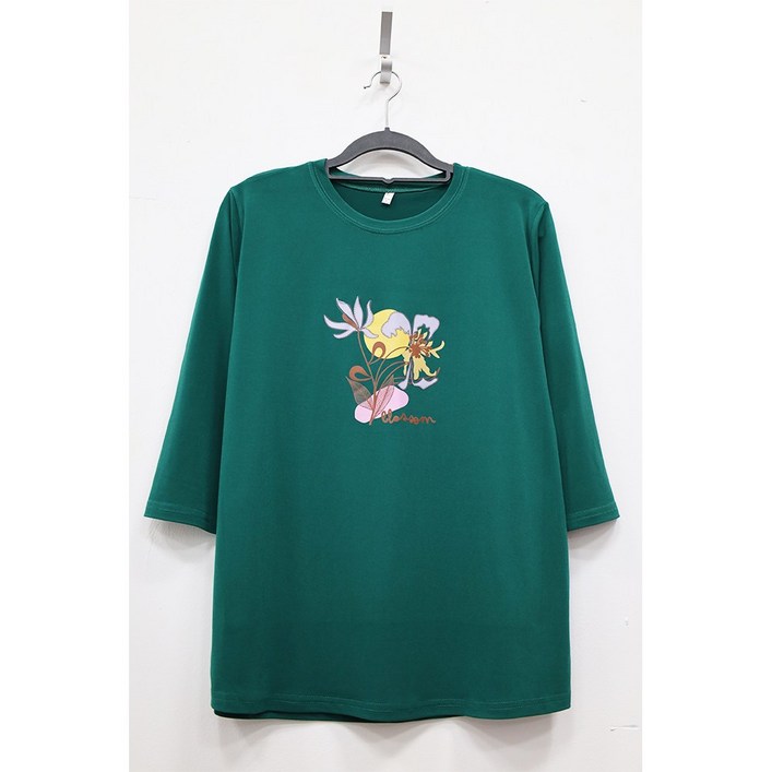 형제상회 할머니티 블로썸 꽃 프린트 라운드 7부 여름 중년여성 티셔츠 엄마옷 할머니옷 국산 0077SS12