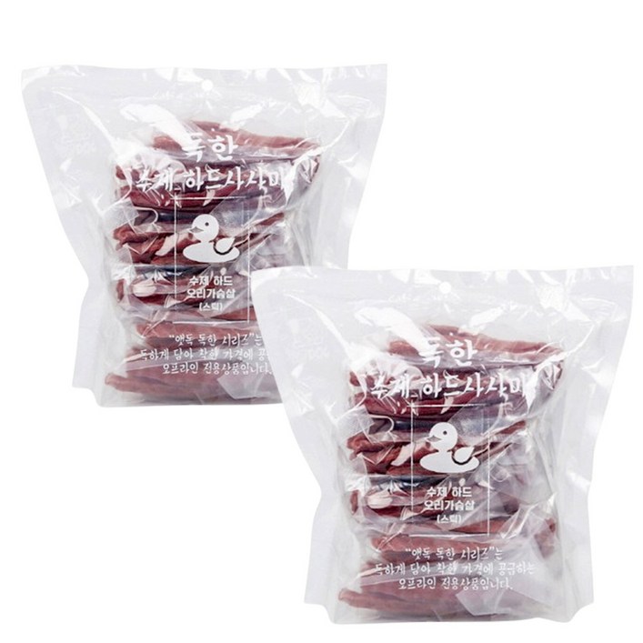 앳독 독한 수제 오리하드사사미 스틱 600g 2개 강아지 대용량 스틱간식 고단백 저지방, 2개