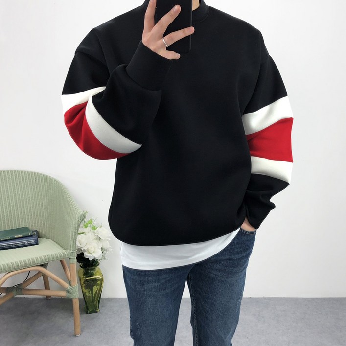 엠클로 [당일출고] 오버핏 네오프렌 배색맨투맨