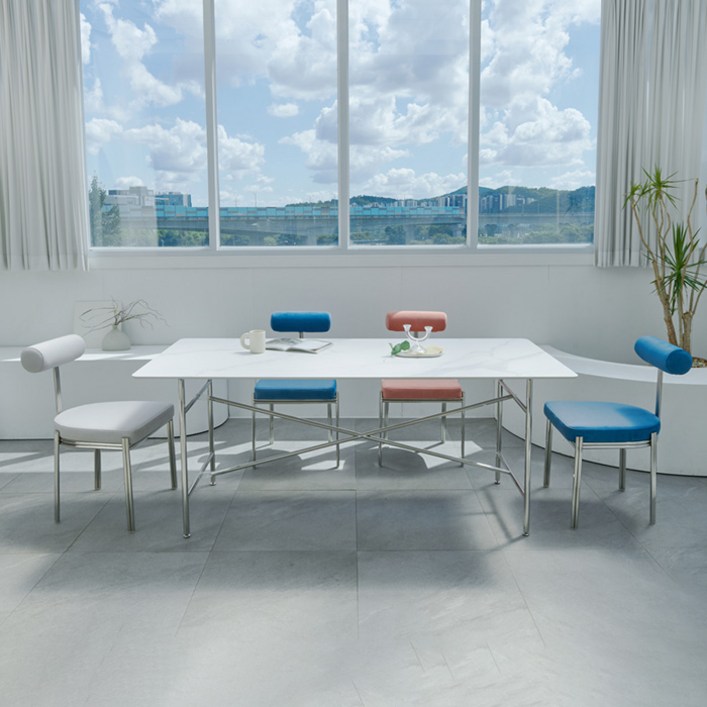 나무뜰 4인용 6인용 8인용 세라믹 식탁 의자 주방 테이블, 화이트 CMN130C