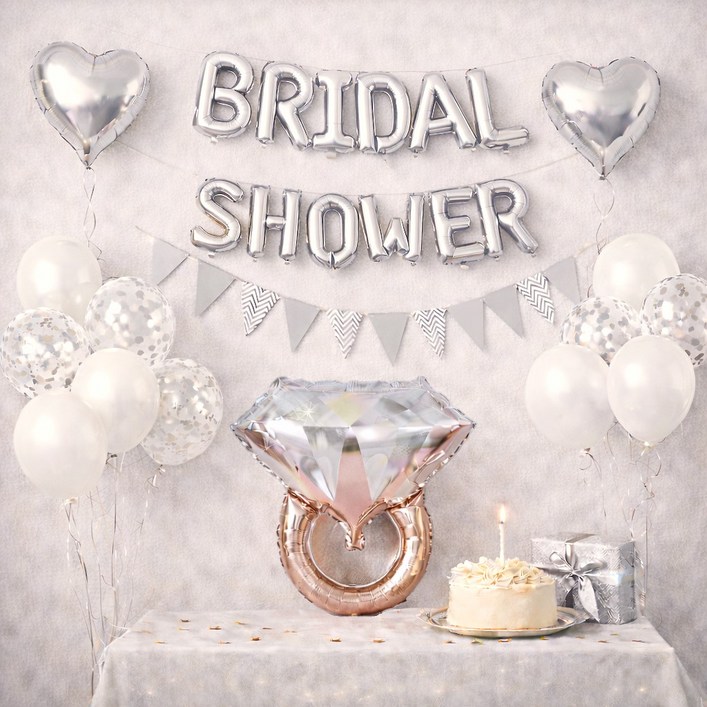 올리브파티 브라이덜샤워 하트풍선 가랜드 풍선 파티용품 세트