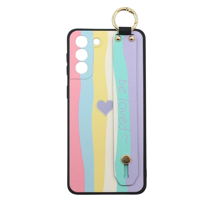 신서엔코 갤럭시S21케이스 갤럭시S21플러스케이스 갤럭시S21울트라케이스 Galaxy Phone Case SCS-1538 하트 레인보우 핸드 스트랩 케이스