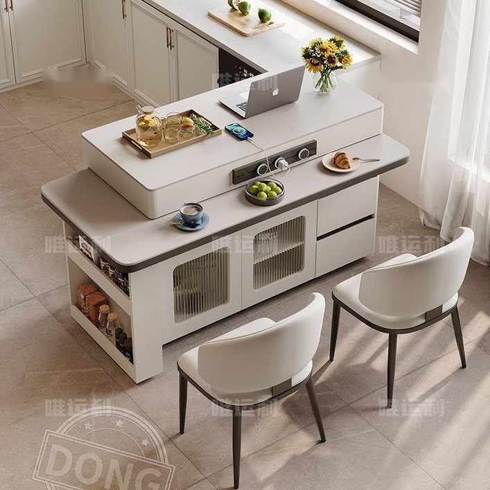 회전 확장형 아일랜드 식탁 홈바 테이블 다용도 원형 보조 식탁