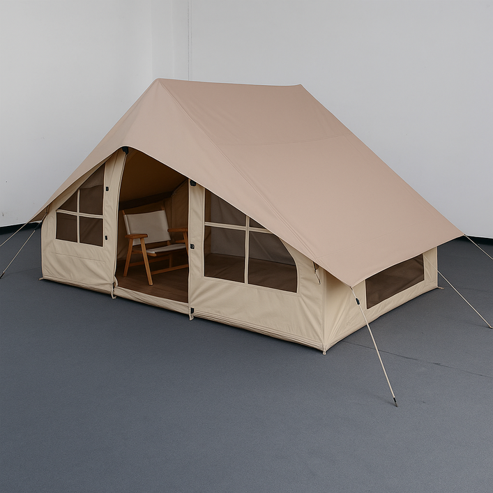 감성 캠핑의 완성 대형 AB형 양문 에어텐트 방수전용커버 기본제공 오픈윈도 사계절용, 15인용, 아이보리방수전용커버