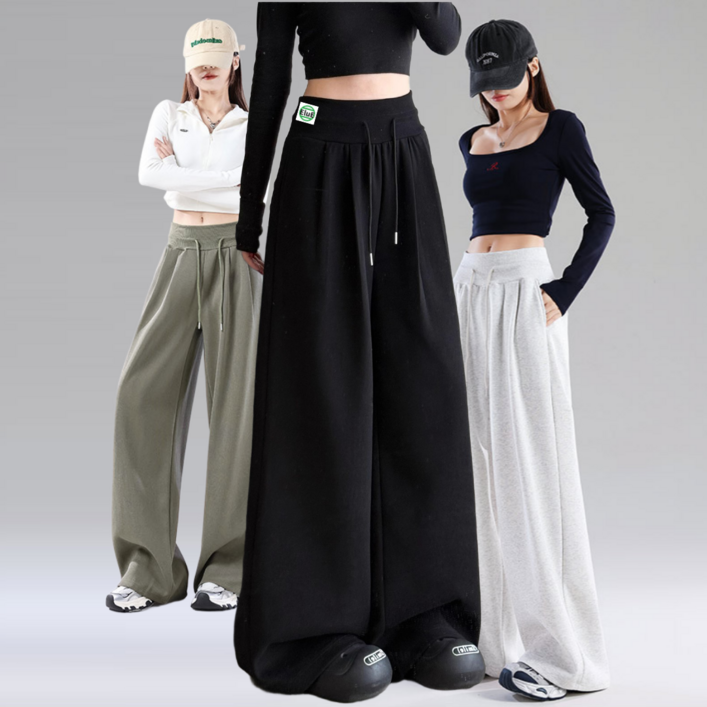 이루이 여성 하이웨이스트 와이드 트레이닝 팬츠 밴딩 숏기장