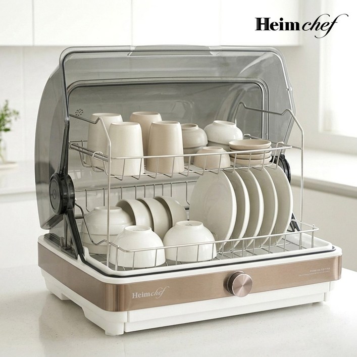 [2026 신제품] 위드닉스 LED 다이얼 프리미엄 식기 살균 건조기 45L 화이트 로즈골드 HTD-603W