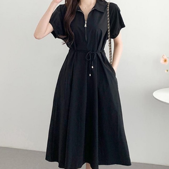 레이스업 원피스 데일리룩 하객룩 퍼프 소매 디자인 여성스러운 여리여리한 드레스