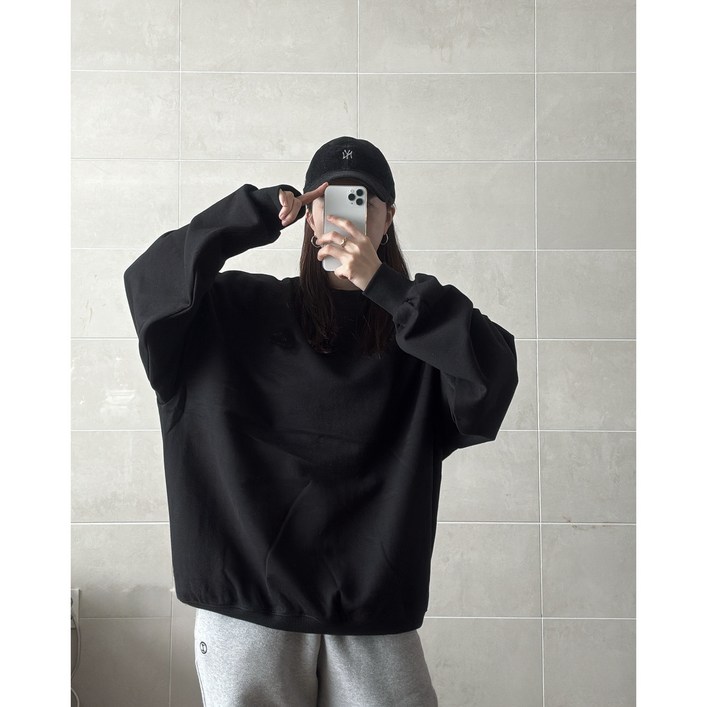 국내제작무지베이직맨투맨남녀공용오버핏루즈핏
