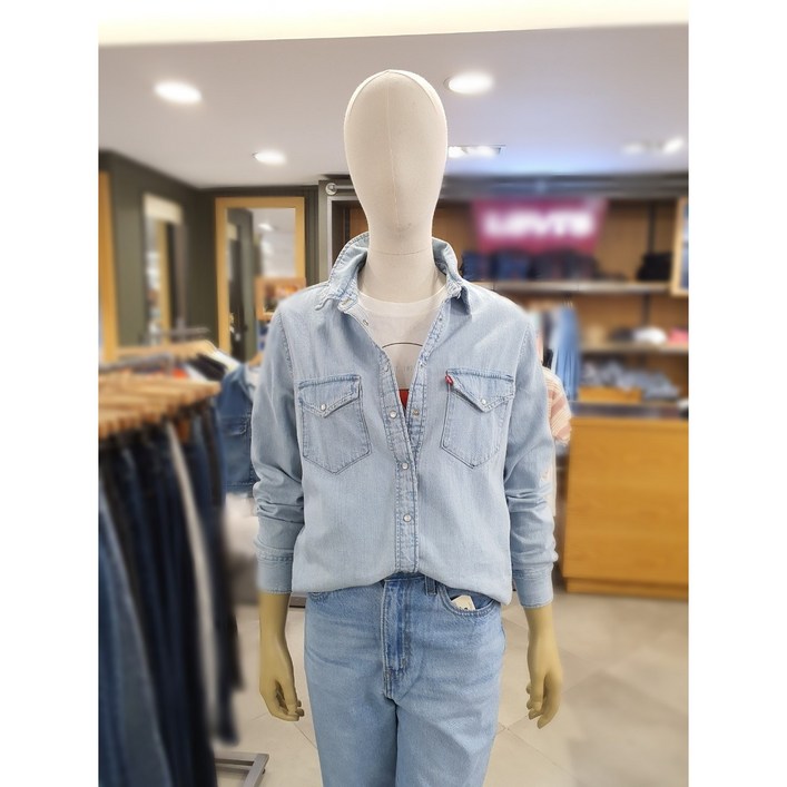 리바이스 여성 데님셔츠 에센셜 웨스턴 청남방 167860018AL