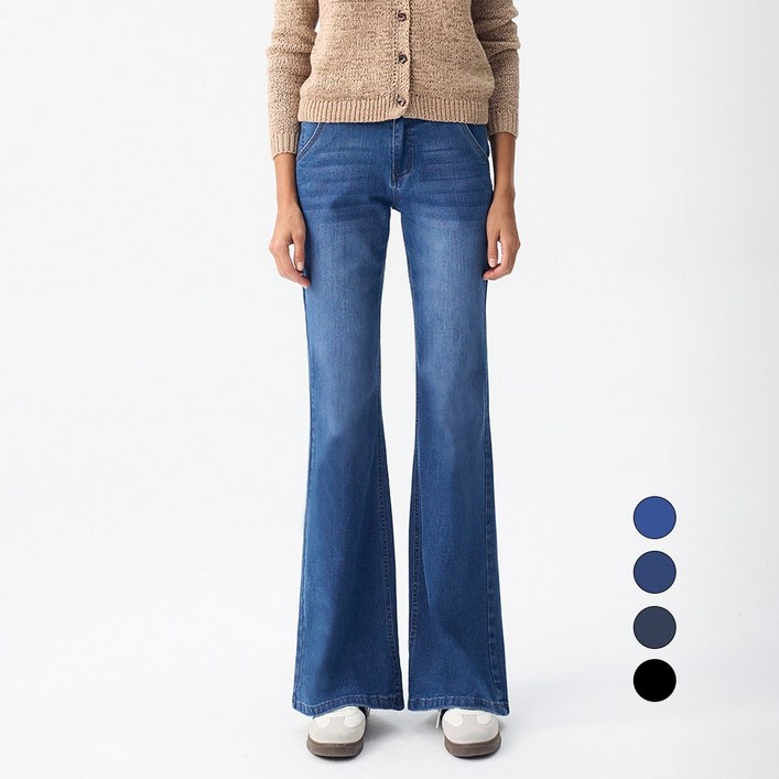 엘블로썸 여성 숏,기본,롱 스판 와이드 부츠컷 히든밴드 청바지