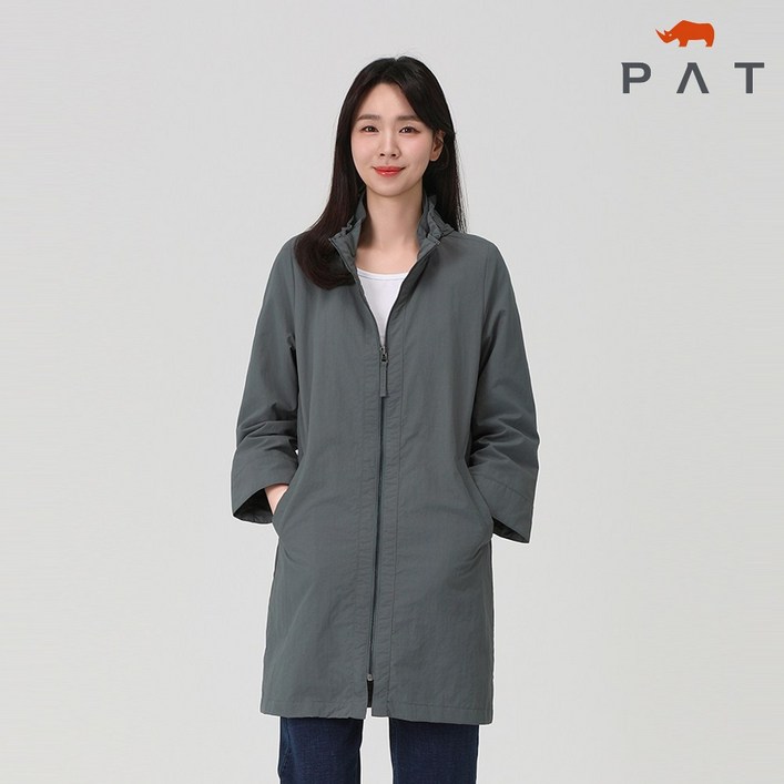 [PAT 여성]나일론 셔링 반후드 코트_1I21104
