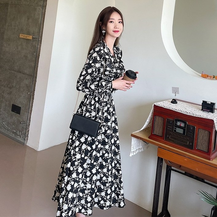 예주아 가을 프렌치 긴팔 롱원피스