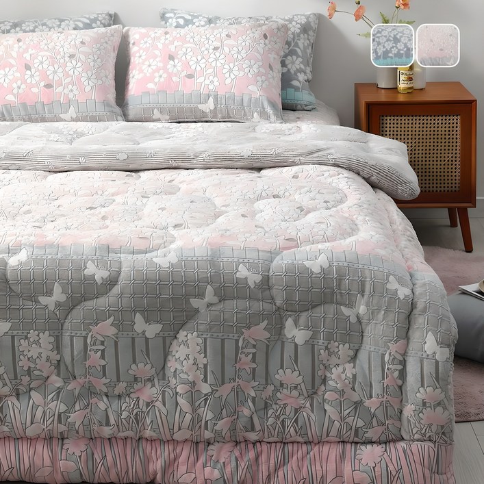 국산 리빙캐슬 플루이 5mm착번아웃 극세사 차렵이불