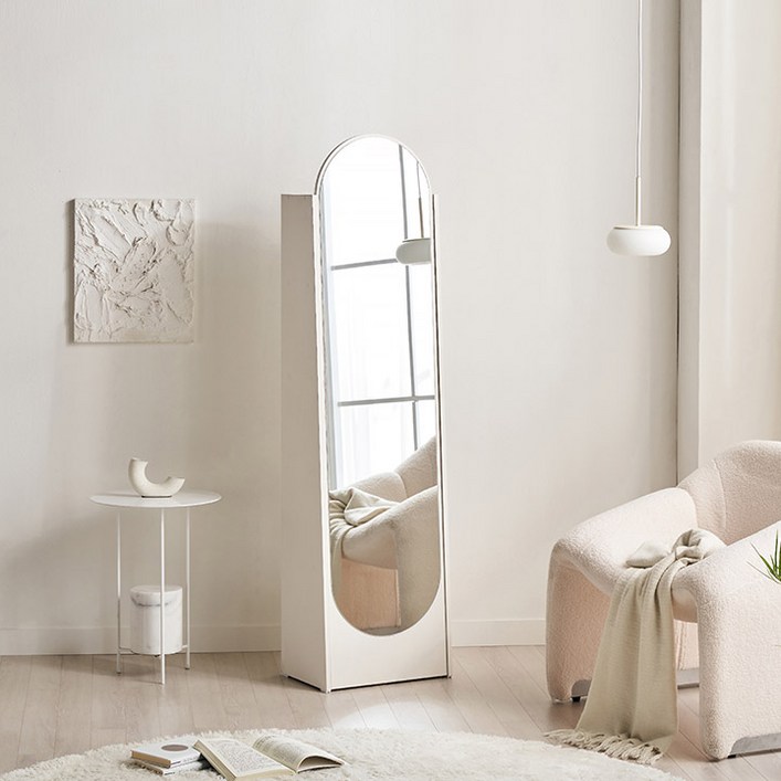 삼익가구 로들리 라운드 수납 전신 거울