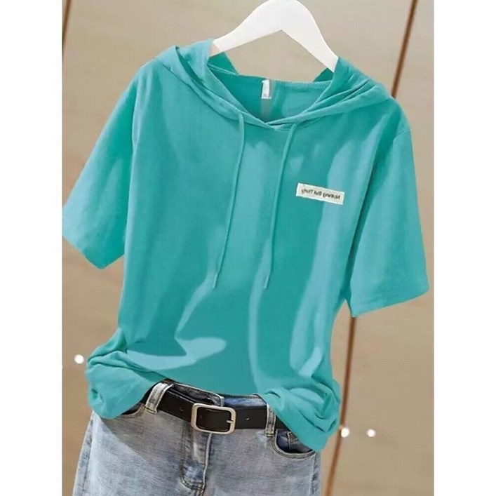 패션고리 봄 여성 캐주얼 데일리 후드 반팔 티셔츠 ZX055 패션고리 봄 여성 캐주얼 데일리 후드 반팔 티셔츠 ZX055
