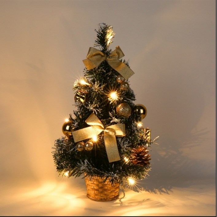 5시주문건 당일배송 FOOI 예쁜 크리스마스 트리  LED 전구 세트 미니트리 빠른배송, 1개, 골드30cm