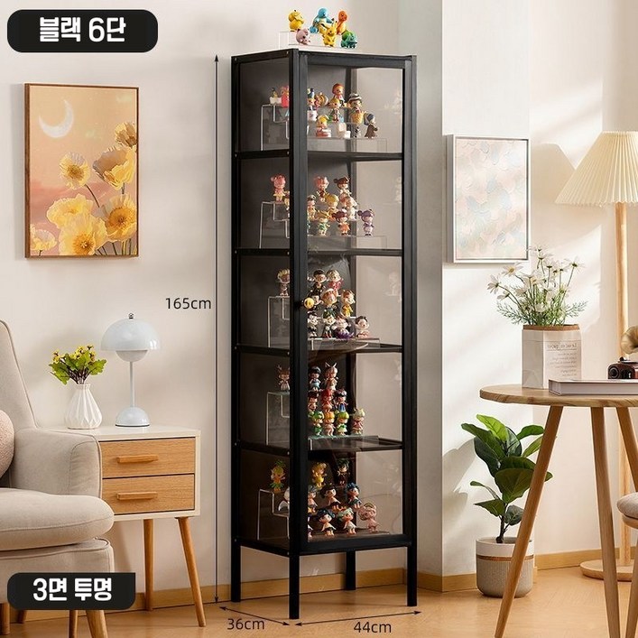 클리어 피규어 장식장 아크릴 케이스 가방 피규어 보관함 장식장 거실진열장 피규어 수납장, 블랙