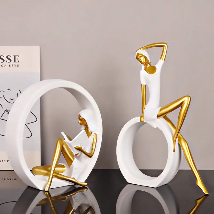 Sunwer 책과 발레 여인 장식품 2종 세트 집들이선물 개업선물 북유럽풍 인테리어 소품