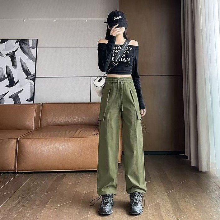 여자 루즈핏 스트링 카고 조거팬츠 여자 루즈핏 스트링 카고 조거팬츠