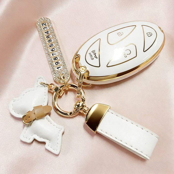 CIVILEE 현대자동차 호환  차키 케이스 TPU 자동차 키링  고급차키홀더번호판세트