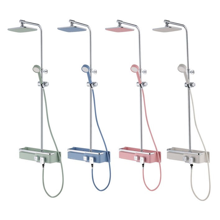 셀프리빙 4색 선반형 해바라기 샤워기 수전 본체 무타공 [셀프영상 설치가능], 1개, 민트