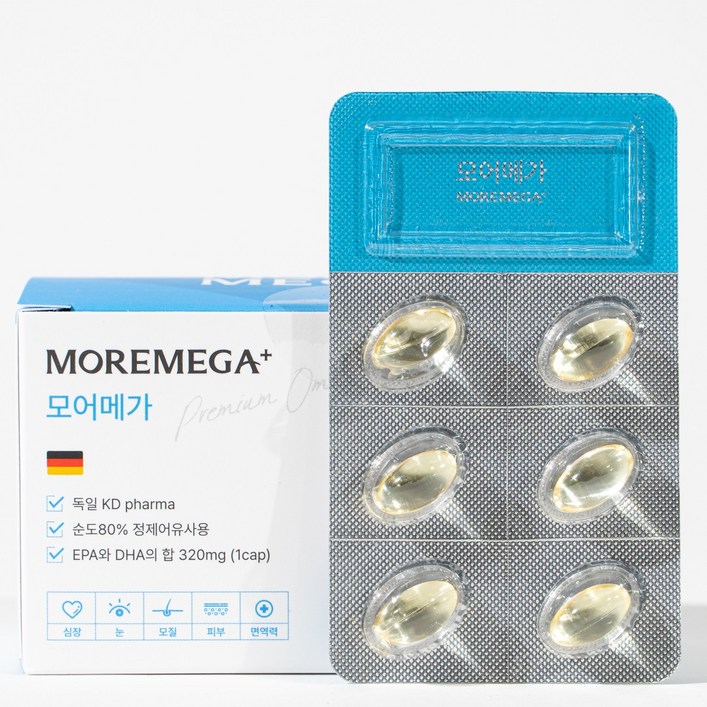 모어메가 강아지 오메가3 KD pharma 순도 80% 30캡슐 1개월, 단일상품
