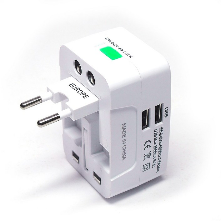 전세계 여행용 어댑터 USB 2포트 해외여행 멀티 플러그 콘센트 아답터