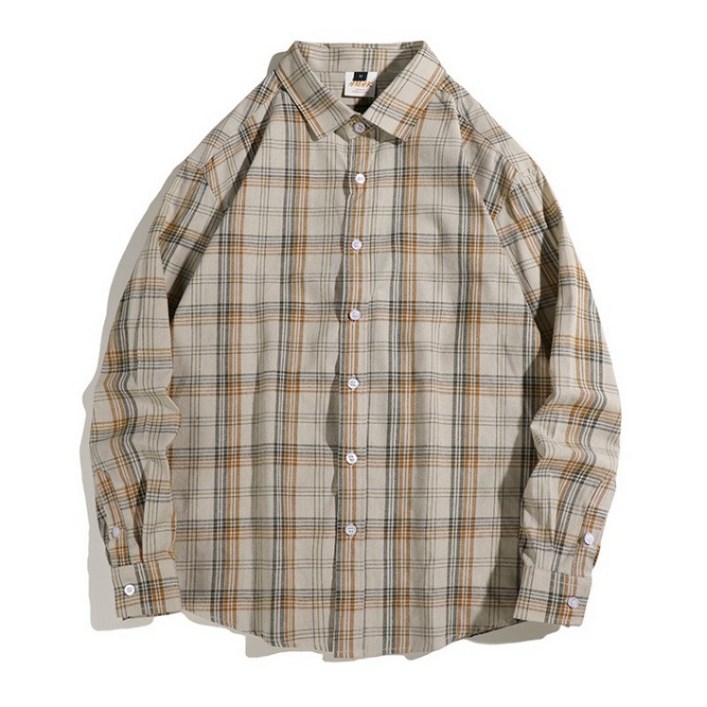 TIMEPURE 남성 체크 셔츠 긴팔 캐주얼 셔츠