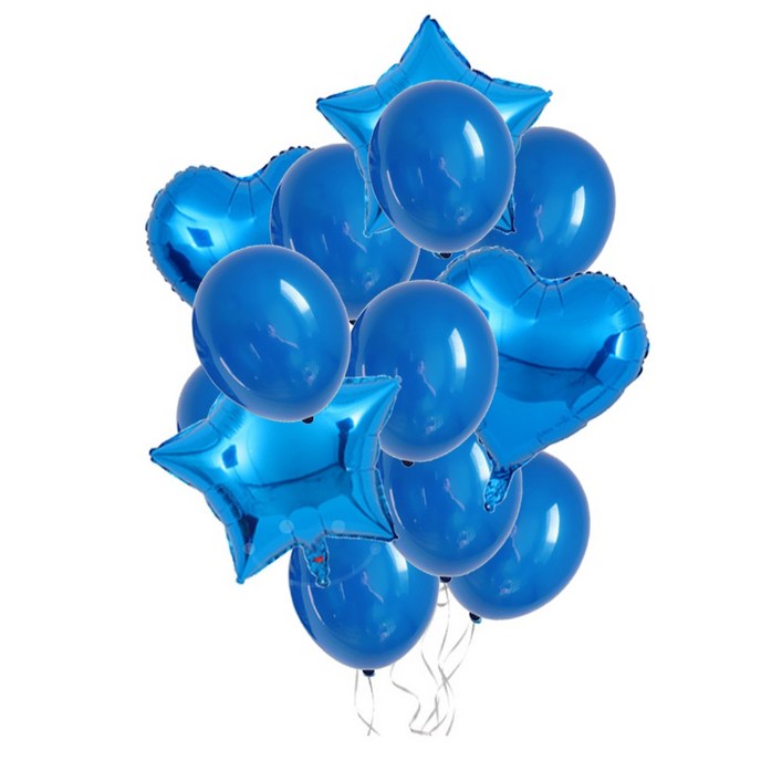 스타 하트 은박풍선 심플 혼합풍선 [에브리띵스마일] 1109, 1세트, 블루 풍선 - 쇼핑앤샵