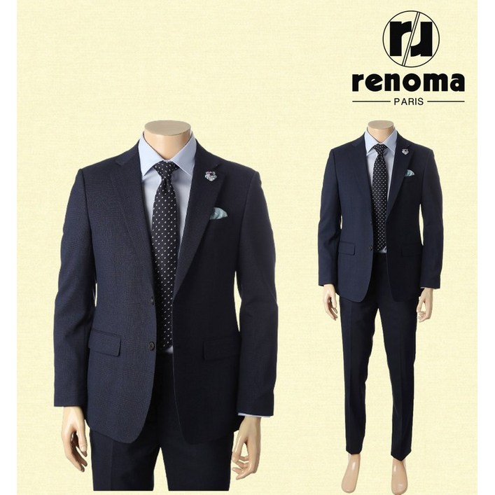 백화점 정품 레노마 SS 봄여름 고급스러운 히든 네이비체크 정장세트 RPIMSJ010BDG