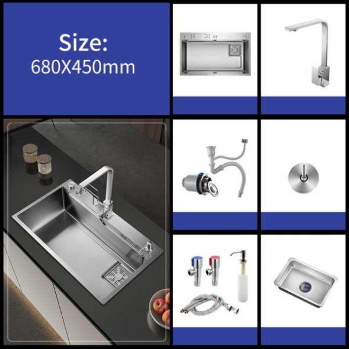 304 스테인레스 스틸 대형 싱글 슬롯 주방 싱크대 접시 야채 세면대 그릇 Udermount 탑 마운트 드레인 액세